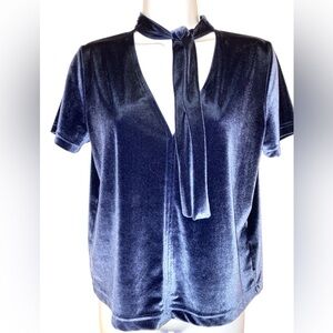 Madewell Velvet Tie-Neck Top in Nightfall
